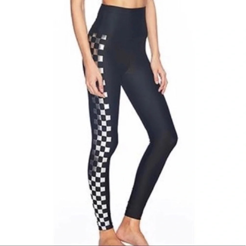 Beach Riot Sport Jade metallic check leggings High rise  Sz S